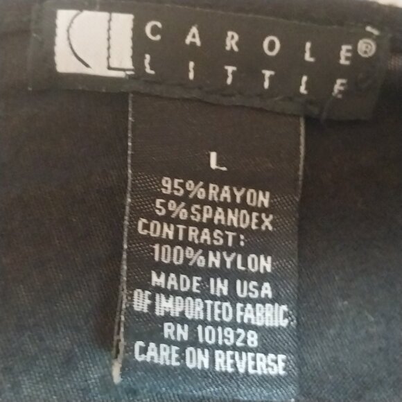 CAROLE LITTLE SIZE L BLACK SCOOP NECK LACE CASCADE SLEEVE TOP - Picture 9 of 10